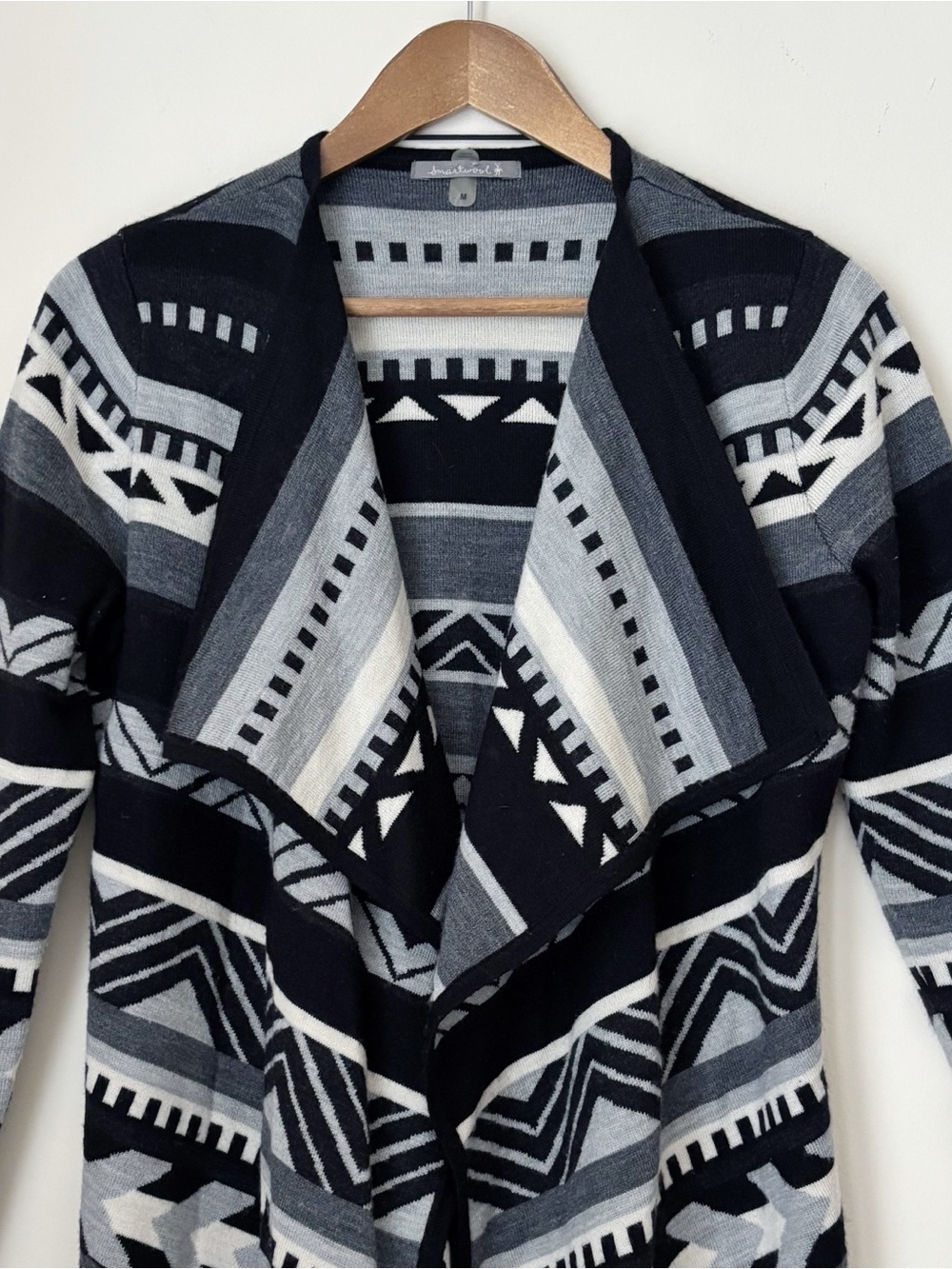 Smartwool Camp House Geometric Stripe Merino Wool Wrap Cardigan Sweater Medium - Picture 2 of 6